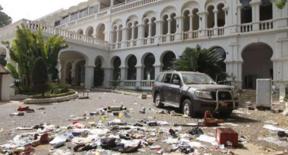 The presidential palace in Bamako suffered damage in the March 22 coup that toppled President Amadou Toumani Toure.  By Habibou Kouyate (AFP)