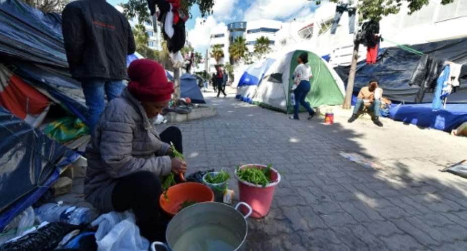 Many migrants are still living rough in Tunis.  By FETHI BELAID AFPFile
