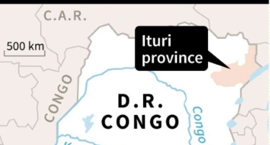 Map locating Ituri in the Democratic Republic of Congo.  By Vincent LEFAI AFP
