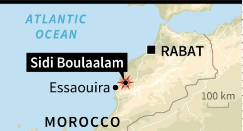 Map locating Sidi Boulaalam in Morocco, where at least 15 died in a crush as food aid was being distributed on November 19, 2017.  By Kun TIAN AFP