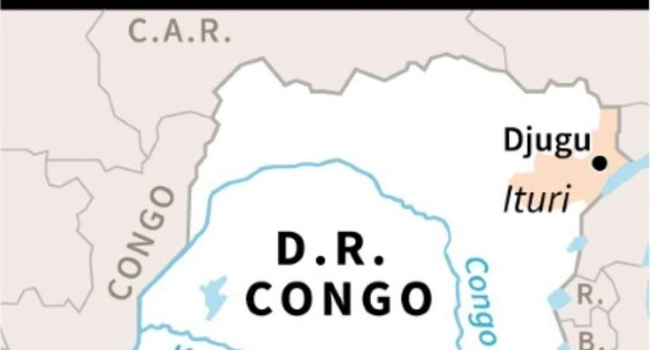 Map locating the area of a massacre in the territory of Djugu, in the Democratic Republic of Congo.  By Vincent LEFAI AFP