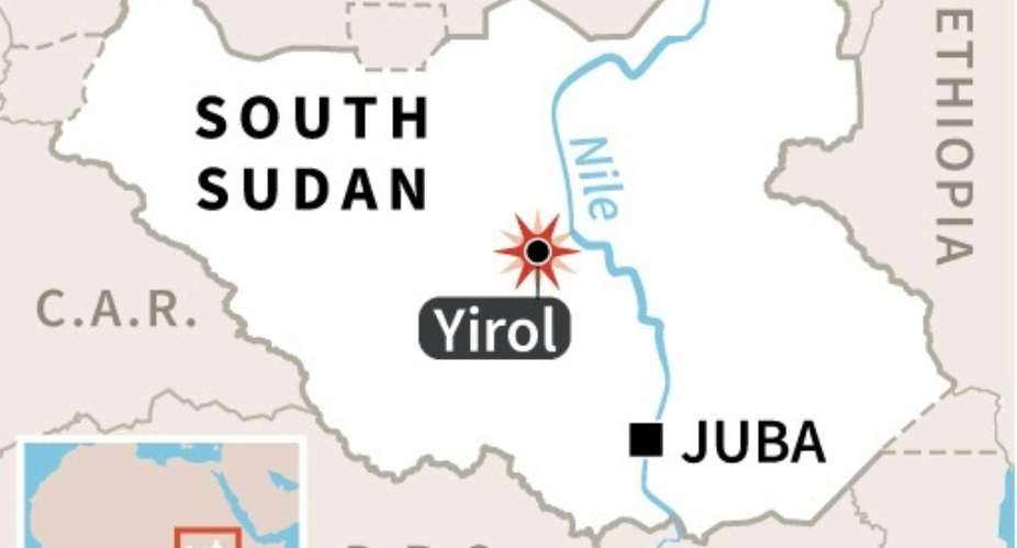 Map locating the South Sudan town of Yirol where 19 people were killed in a light plane crash.  By  AFP