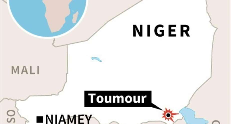 Map locating village of Toumour in Niger, where a French drilling company camp was attacked.  By Jonathan WALTER AFP