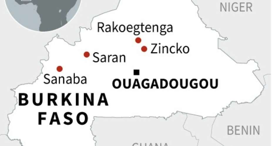 Map of Burkina Faso locating areas attacked by suspected jihadists.  By  AFP