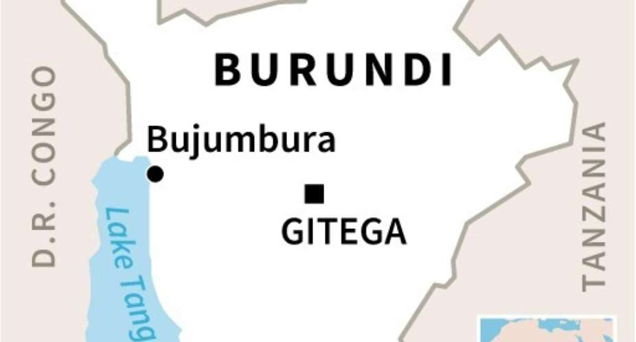 Map of Burundi, showing its capital Gitega and commercial hub Bujumbura.  By  (AFP)