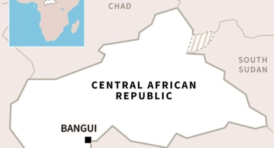 Map of Central African Republic, locating its capital Bangui..  By  AFP