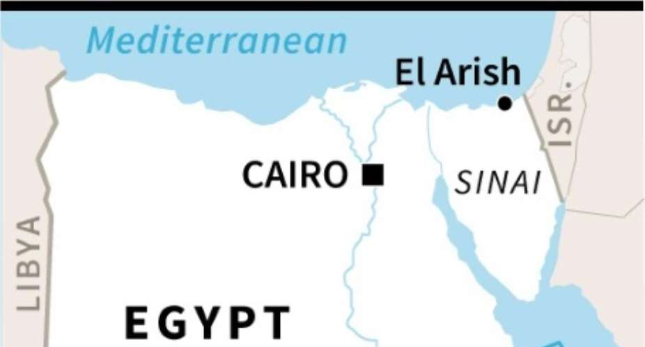 Map of Egypt locating El-Arish, near where seven police officers have been killed in a jihadist attack.  By  AFPFile