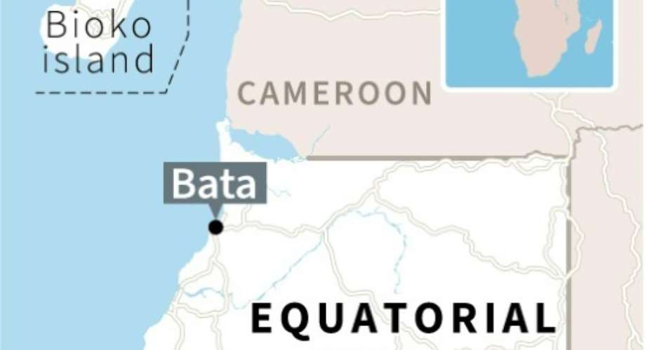 Map of Equatorial Guinea locating Bata..  By  AFP