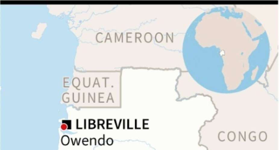Map of Gabon locating Owendo near the capital Libreville.  By Jean-Michel CORNU (AFP)