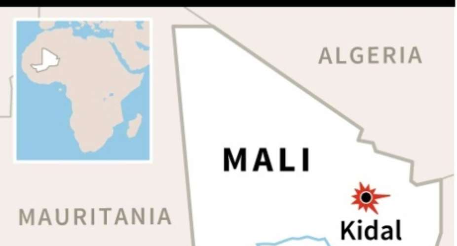 Map of Mali locating Kidal, where one UN peacekeeper was killed and another wounded after a bomb hit their vehicle.  By AFP AFPFile