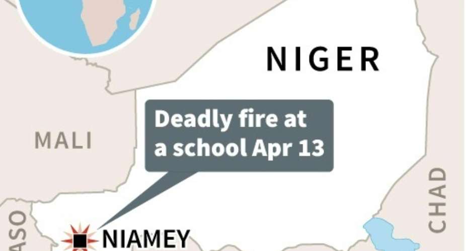 Map of Niger locating Niamey where the blaze occurred.  By  AFP