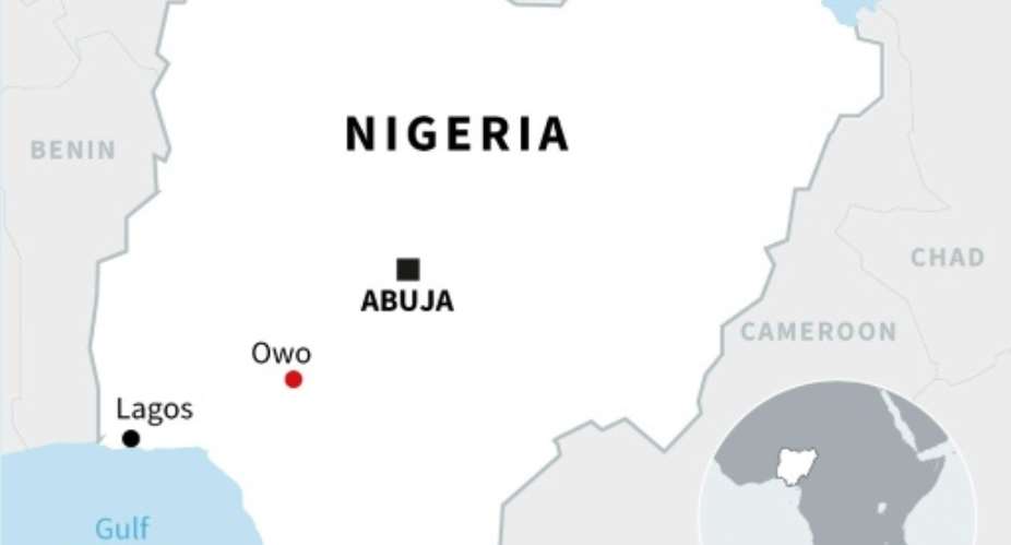 Map of Nigeria locating Owo, in Ondo state.  By Elonore HUGHES (AFP)