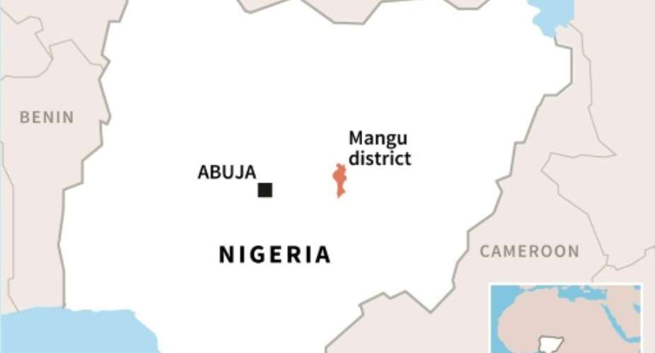 Map of Nigeria locating the district of Mangu, the site of deadly clashes between herders and farmers.  By Sophie RAMIS, Vincent LEFAI (AFP)