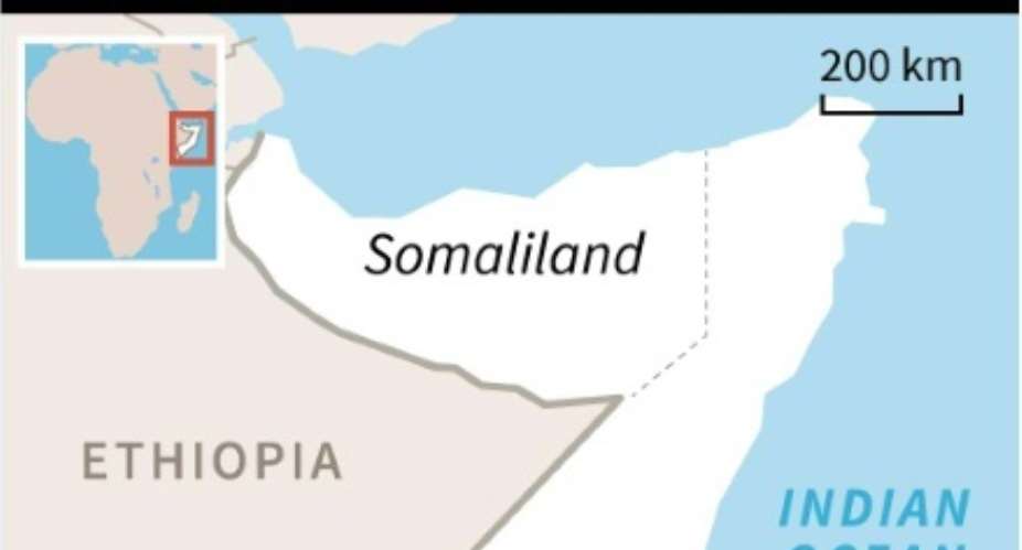 Map of Somalia locating the capital Mogadishu, where a car bomb killed three security guards Sunday.  By AFP AFP