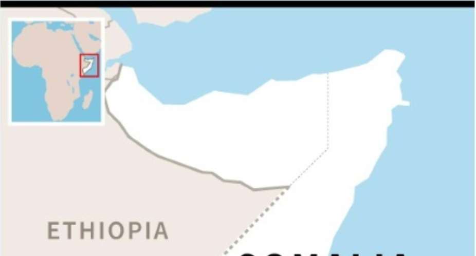 Map of Somalia locating the capital Mogadishu, where gunmen stormed a hotel Sunday.  By  AFP