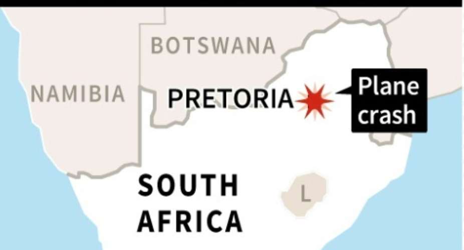 Map of South Africa locating Pretoria, where a plane crashed on Tuesday.  By AFP AFP