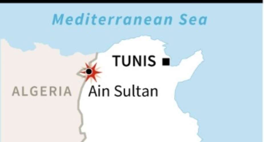 Map of Tunisia locating the Ain Sultan area of Jenduba border province.  By  GraphicsAFP