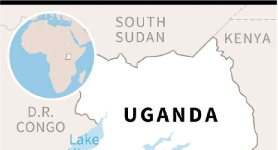 Map of Uganda locating Mukono, where a deadly fire broke out at a school for the blind.  By  AFP