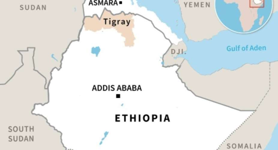 Map showing Eritrea, Ethiopia and the Tigray region..  By Aude GENET AFP