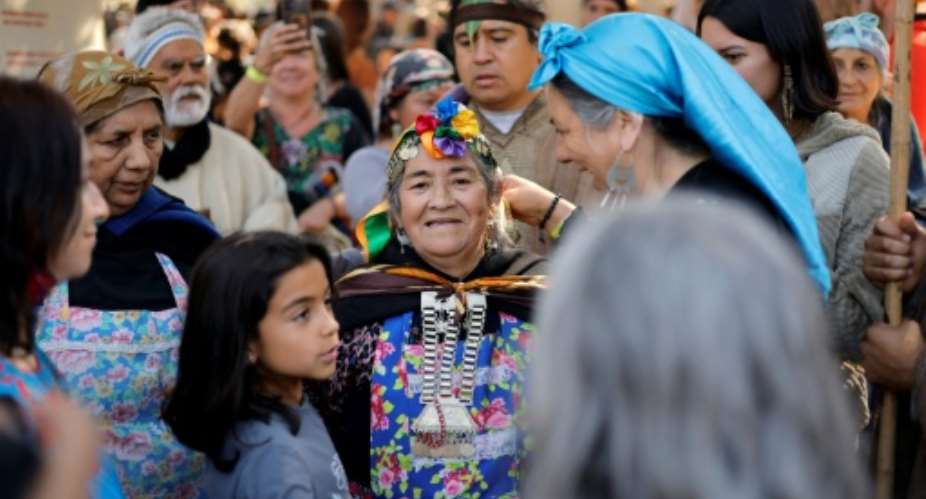 Mapuche Indigenous leaders conducted an ancestral ceremony of the Anasazi culture.  By Javier TORRES (AFP)
