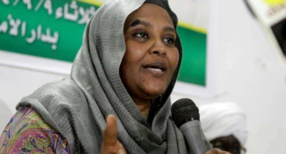Mariam al-Mahdi, deputy leader of Sudan's Umma party, speaks at a press conference in this file picture from September 9, 2014.  By ASHRAF SHAZLY AFPFile