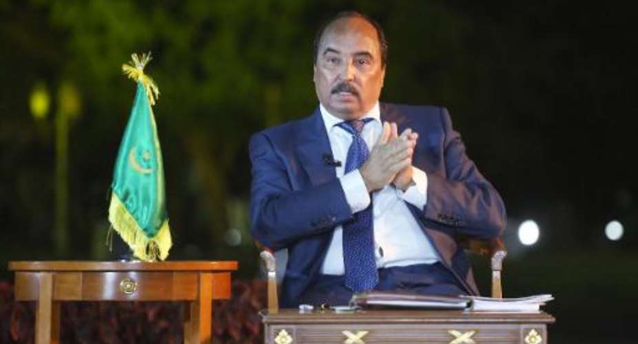 Mauritanian President Mohamed Ould Abdel Aziz speaks during a press conference on March 27, 2015 in Nouakchott, Mauritania.  By Watt Abeljelil AFPFile