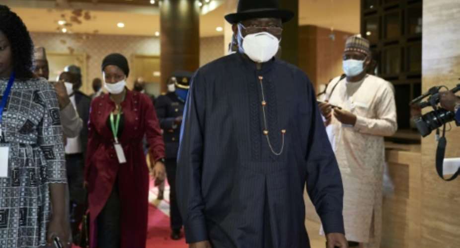 Mediator: Former Nigerian president Goodluck Jonathan, pictured in Bamako during a contact mission on July 23.  By MICHELE CATTANI AFP