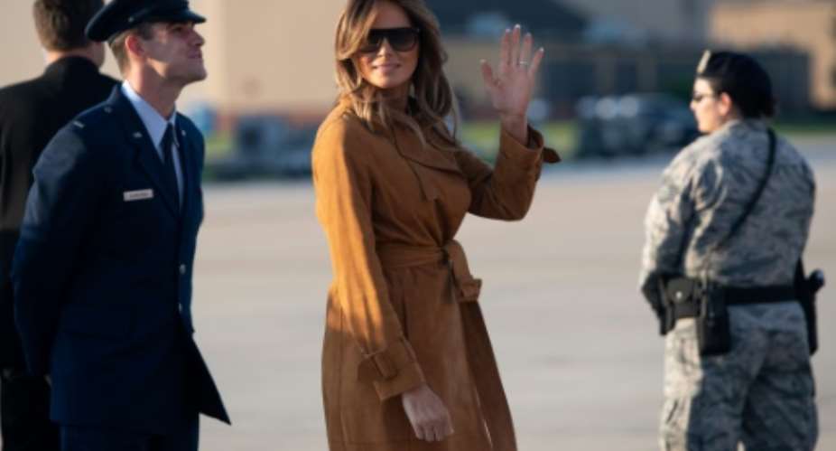 Melania Trump flew from Washington to Ghana to start an African tour.  By SAUL LOEB AFP