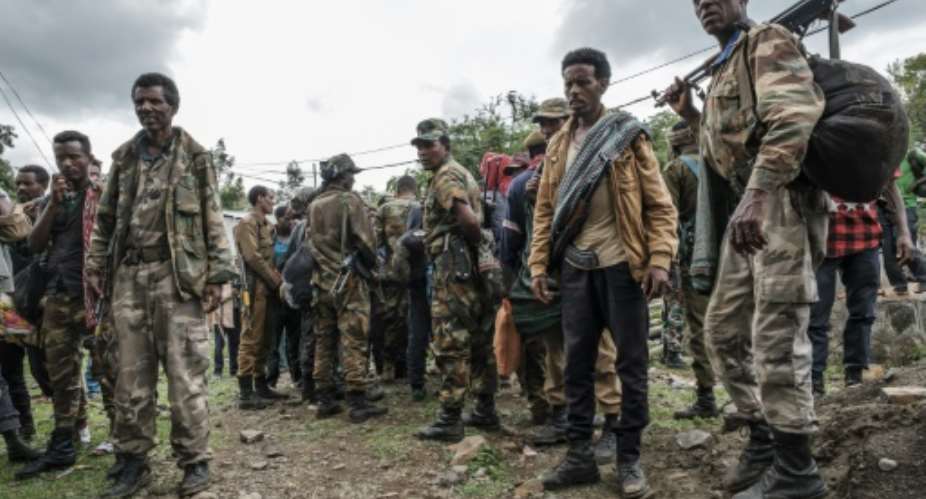 Members of the Amhara militia in Ethiopia have mobilised en masse.  By EDUARDO SOTERAS AFP