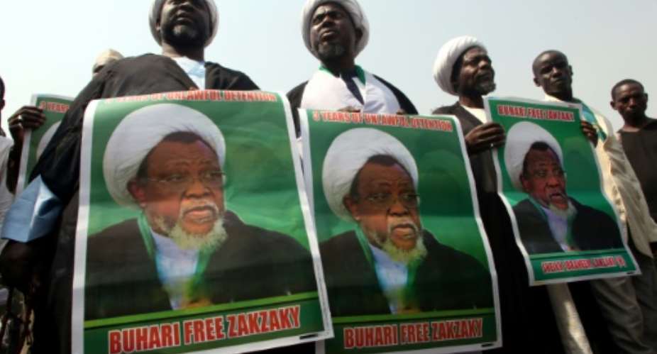 Members of the Islamic Movement in Nigeria IMN demonstrated against the detention of their leader Ibrahim Zakzaky in Abuja.  By SODIQ ADELAKUN AFP