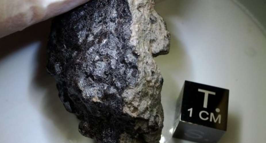 This photo, courtesy of Carl B. Agee, shows the Martian meteorite Tissint.  By Carl B. Agee (AFP/HO)