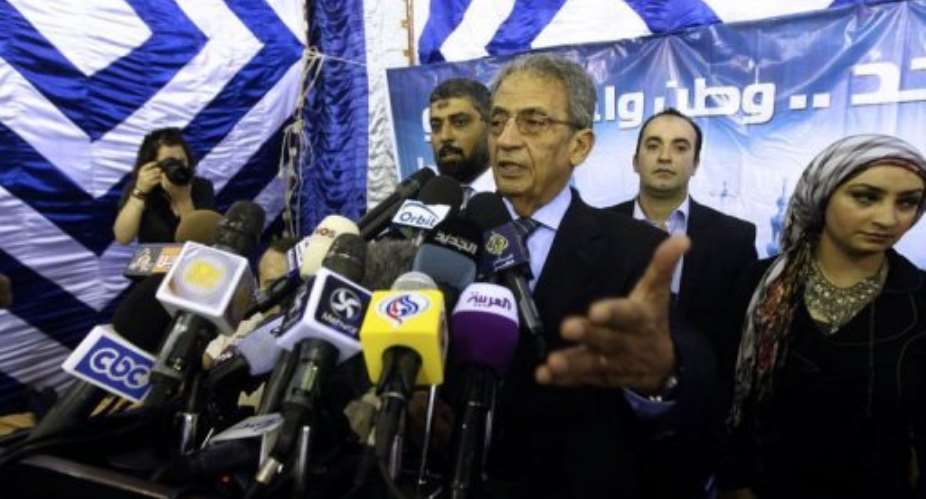 Egyptian presidential candidate Amr Mussa speaks.  By Khaled Desouki (AFP/File)