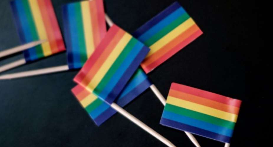 Miniature rainbow flags were recently handed out at a United Nations event in Nairobi.  By Yasuyoshi CHIBA AFPFile