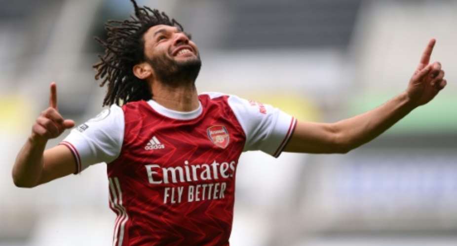 Mohamed Elneny celebrates after putting Arsenal ahead in a 2-0 victory at Newcastle.  By STU FORSTER POOLAFP