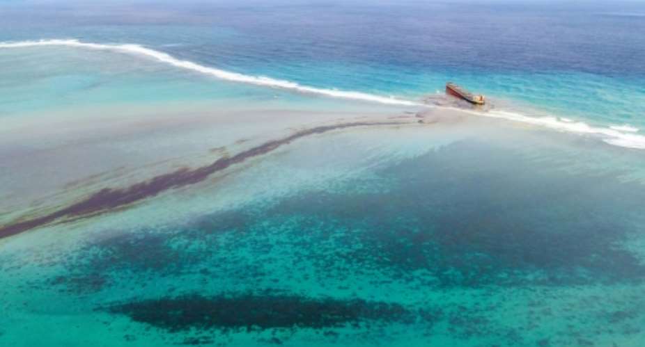 More than 1,000 tonnes has already oozed from the stranded ship, causing untold damage to protected marine parks and fishing grounds that are the backbone of Mauritius' economy.  By STRINGER AFP
