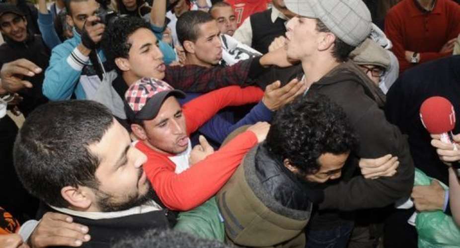 Mouad Belghouat is a young Moroccan rapper known for his anti-monarchy lyrics,.  By Chafik Arich (AFP/File)