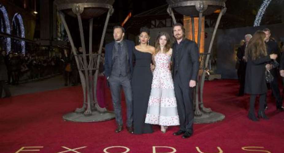 L-R Joel Edgerton, Golshifteh Farahani, Maria Valverde and Christian Bale at the world premier of Exodus: Gods and Kings in London on December 3, 2014.  By Justin Tallis AFPFile