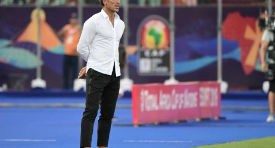 Morocco coach Herve Renard watches an Africa Cup of Nations Group D match against Namibia in Cairo.  By JAVIER SORIANO AFP