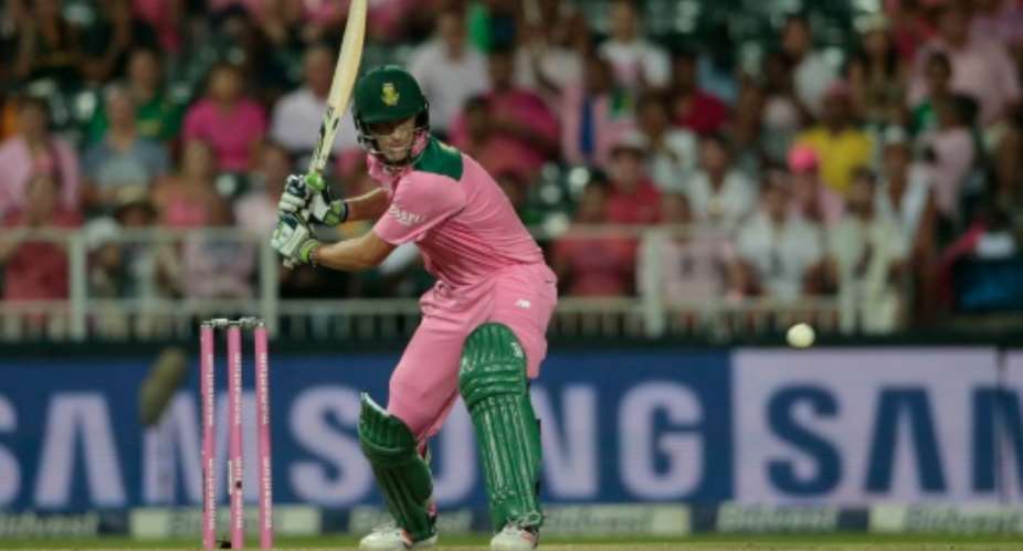 South African batsman Christopher Morris plays a shot during the fourth One Day International match between England and South Africa at Wanderers on February 12, 2016 in Johannesburg.  By Gianluigi Guercia AFP