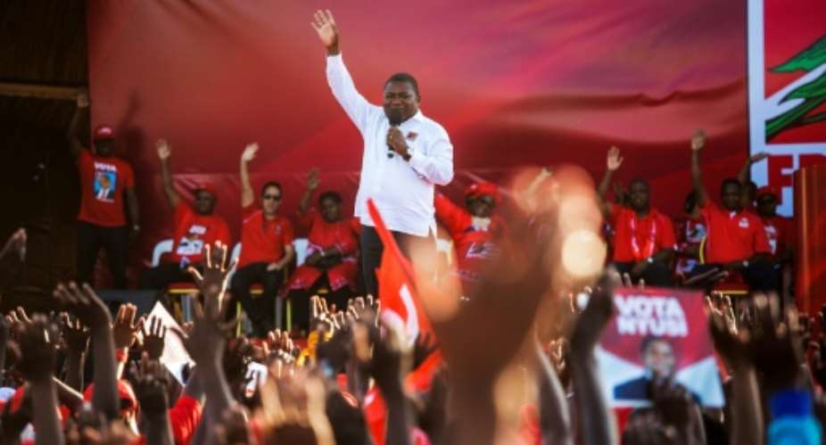 Mozambican President Filipe Nyusi and his ruling Frelimo  party appear set for election victory.  By GIANLUIGI GUERCIA AFPFile