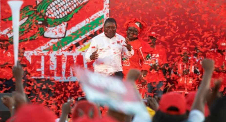 Mozambican ruling Party FRELIMO candidate and incumbent President Filipe Nyusi led the campaigning.  By GIANLUIGI GUERCIA AFP