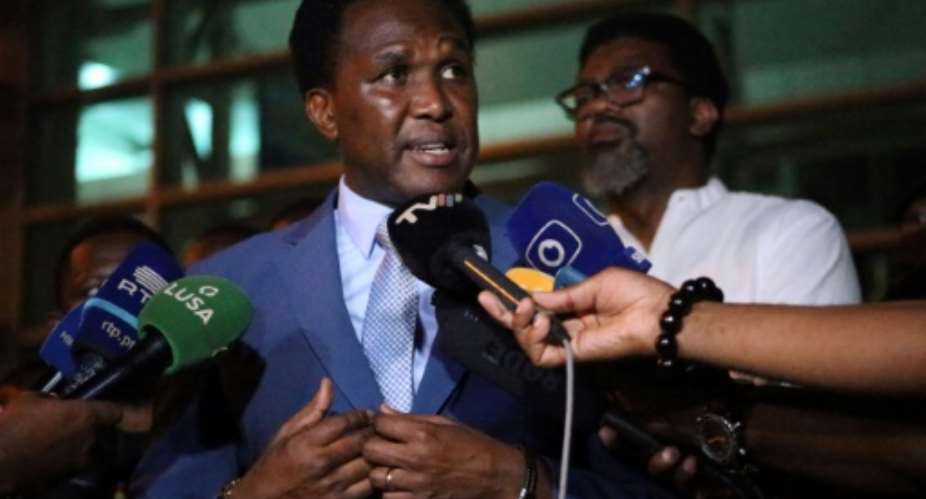 Mozambique opposition leader Venancio Mondlane speaking during a press conference on March 10.  By Amilton Neves (AFP/File)