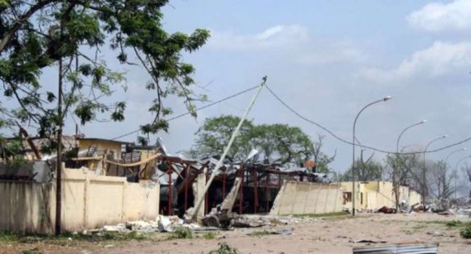 The damaged Mpila military barracks is seen after a series of explosions killed 146 people.  By Guy-Gervais Kitina (AFP)