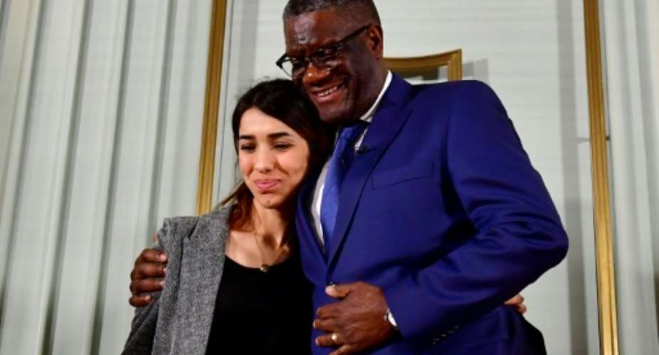 Murad and Mukwege will be jointly presented with the prize in Oslo on Monday for their efforts to end the use of sexual violence as a weapon of war and armed conflict .  By Tobias SCHWARZ AFP