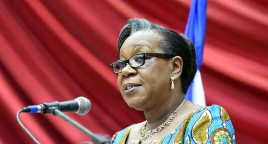 Central African Republic interim President Catherine Samba-Panza addresses the transitional parliament in Bangui, on May 6, 2014.  By Issouf Sanogo AFPFile