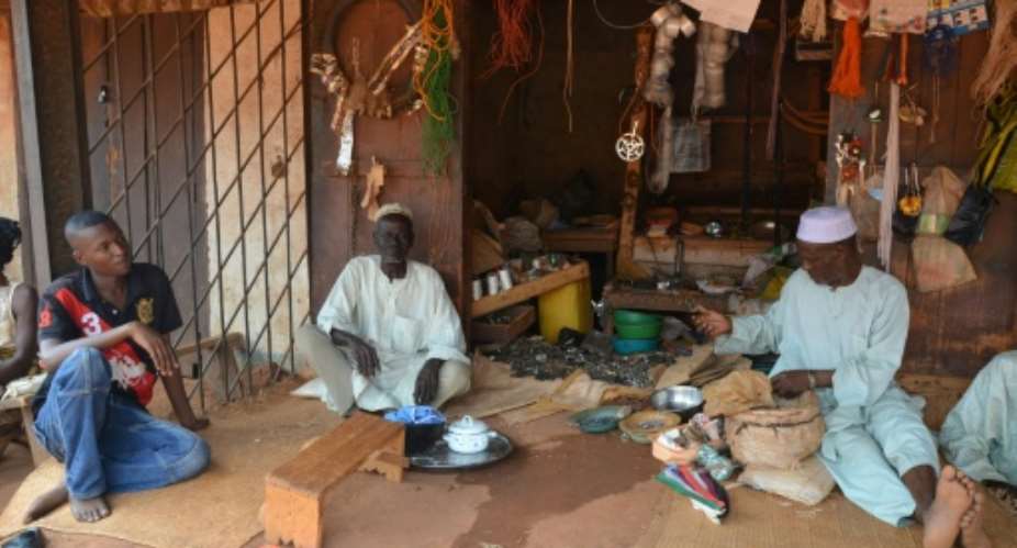 Muslim shopkeepers selling goods in the Central African Republic town of Sibut in 2013 before many Muslims fled into exile due to civil war.  By Patrick FORT (AFP/File)