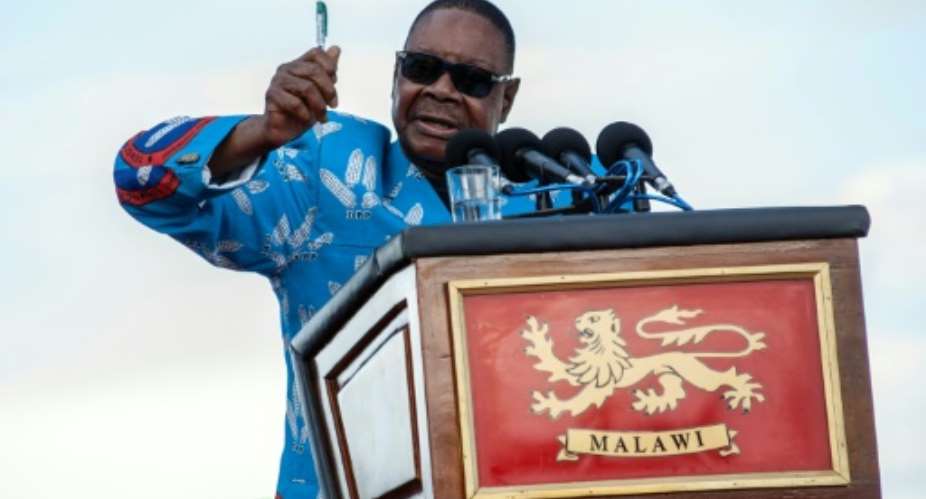Mutharika faces a tough battle to hold on to office.  By AMOS GUMULIRA AFPFile