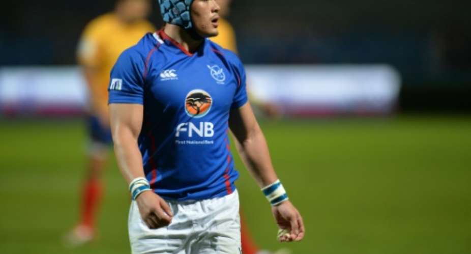 Thomasau Forbes of Namibia pictured during the IRB Nations Cup rugby tournament match against Romania in Bucharest on June 17, 2015.  By Daniel Mihailescu (AFP/File)