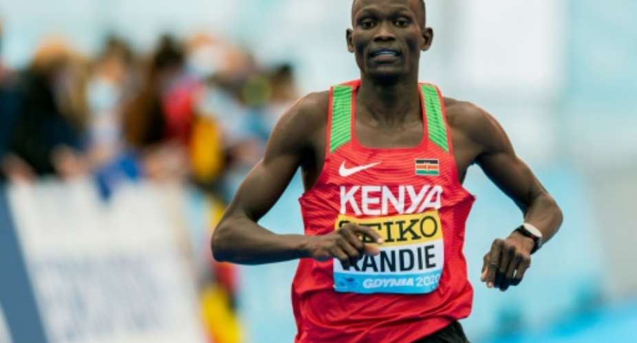 New men's half marathon record holder Kandie.  By MATEUSZ SLODKOWSKI AFP