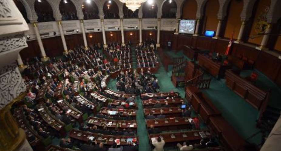Newly elected parliament members attend the inaugural session of Tunisias parliament on December 2, 2014 in Tunis.  By Fethi Belaid (AFP)